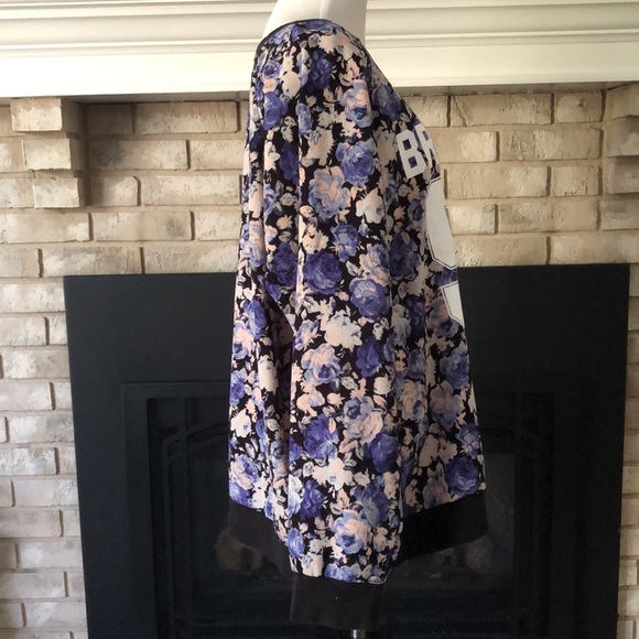 Forever21 Brooklyn Black Purple Floral Crewneck No 95 Pullover size 3X - Picture 6 of 11